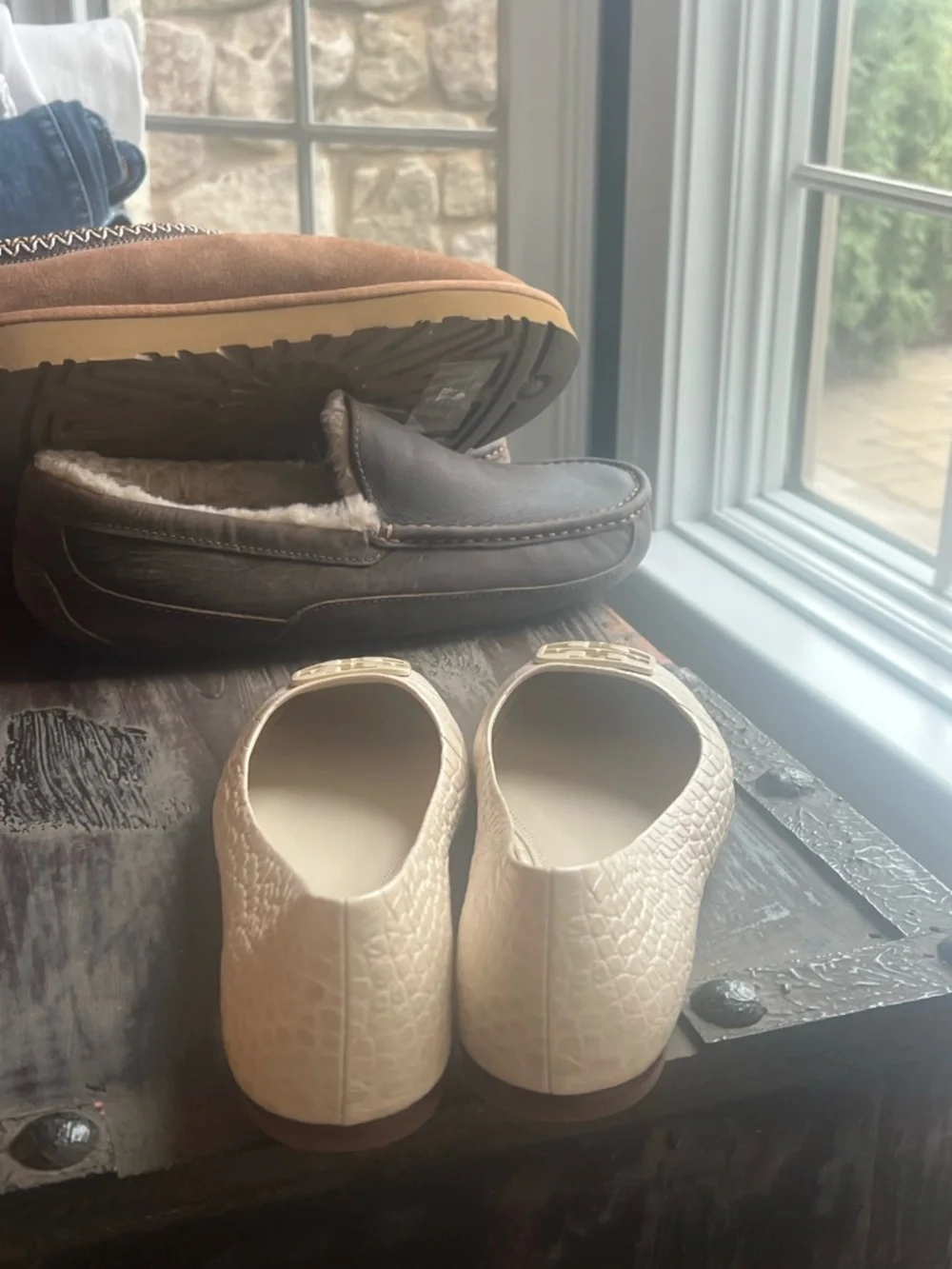 Tory Burch Georgia Square-Toe Croc-Embossed Leather Ballet Flats 